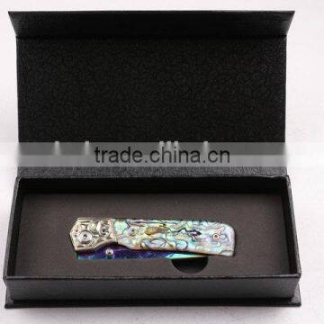 OEM Damascus Blade Material Silk Color Abalone Handle Folding Knife photo-6