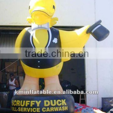 Inflatable duck in suit