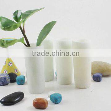 small cheap handmade white Onyx marble plant/flower vases for graves