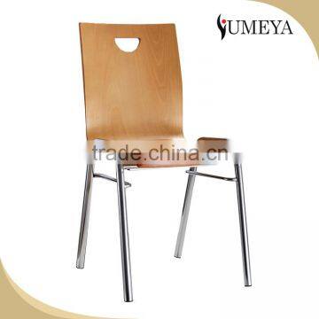 Hotel Furniture Dining Room Restaurant Chair Steel Frame Bended Plywood Wood Design Dining Chair