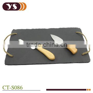 natural slate with 2pcs cheese knife