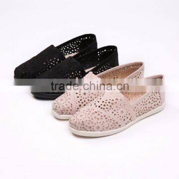 2016 laser shoes microfiber upper with punched holes women casual shoes flat injected shoes