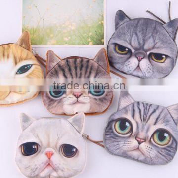 Coin Purse Factory Cheap Soft Material Women Cat Face Coin Purse Dog Face Coin Purse