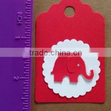 Red & white Paper Hang Tags Baby Shower Party Favor Label Gift Elephant DIY