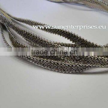 Leather With Chain - Eco Leather with silver chain_10mm_Beige