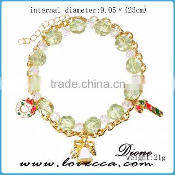Cute cool women fashion Christmas beads glass crystal bracelet chain