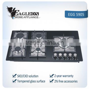 EGG5905 70cm temper glass built-in gas stove/ gas hobs / gas cooktop/ 5 Sabaf burners