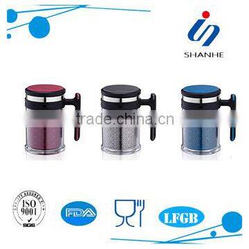 SH2020 double wall coffee mug with heart-shaped handle