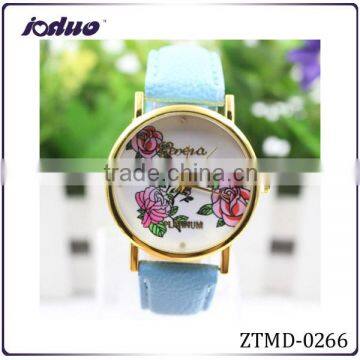 Wholesale New Design Three Flowers Lady Leather Watches