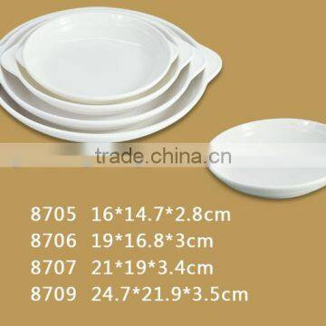 8705 melamine round porcelain plate with ears