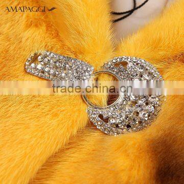 Hot Sale Yellow Cross Mink Coat With Hood Women Warm Fur Coat for Winter photo-4