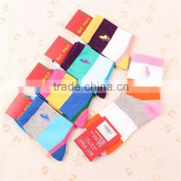 Wholesale girls and boys new POLO striped cotton embroidery 100% cotton socks