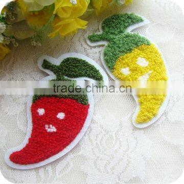 custom high quality applique patches little chilli embroidery chenille patches