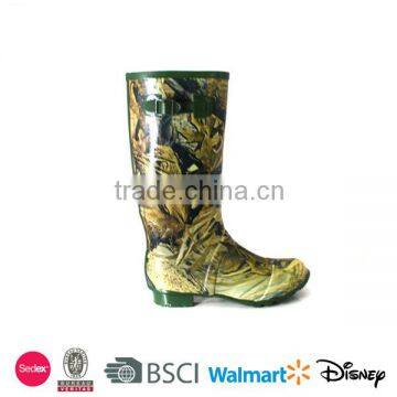 Printed abrasion proof men rubber boots