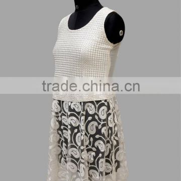 short sleeve elegant white fashion slim girl party wear western dress