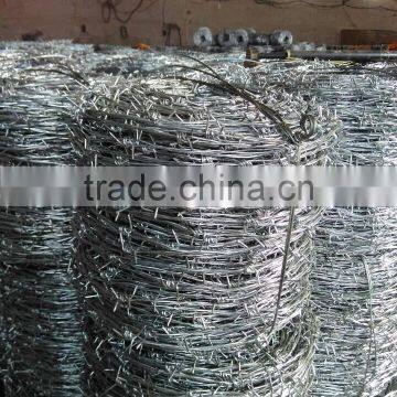 2016 hot sale barbed wire price per roll/CBT-22 hot dipped or electro galvanized barbed wire/barbed wire length per roll