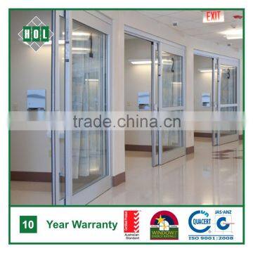 Aluminum door for Hospital, sliding frame, laminated glass 8.38mm