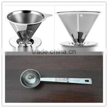 stainless steel pour over coffee filter mesh and spoon set