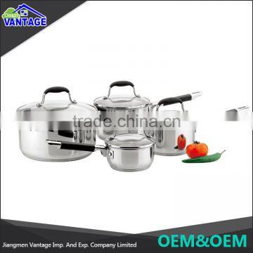 Eco-Friendly Cooking Pots and Pans Sets 7pcs Sandwich Bottom Stainless Steel Cookware photo-4