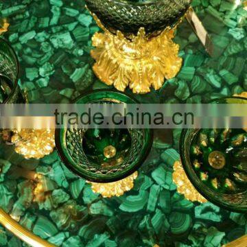 A Palatial Gilt Bronze Mounted Malachite Dining Table, Gorgeous Oval Bronze Dining Table With Natural Malachite Top and Base photo-6