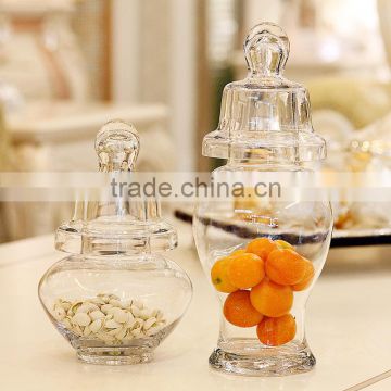 Inexpensive decoration clear glass candy jars with lid