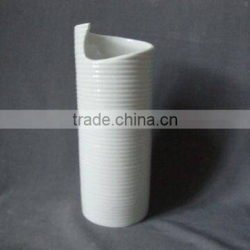 pure white cylinder stoneware bud vase for single flower for Gladiolas and Calla Lilies