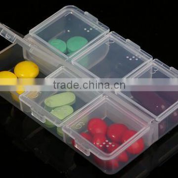 cy275 6 Cells Portable Braille Medicine Storage Case Clear Plastic Pill Box