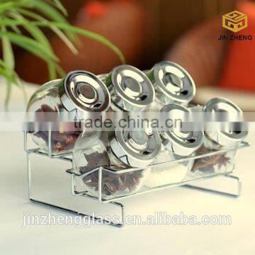 different size clear empty flat drum storage glass jar
