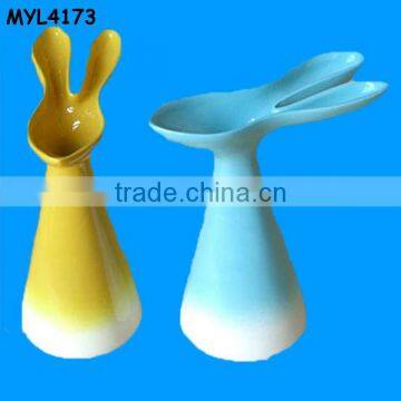 Bunny pottery vinegar and sauce bottles set