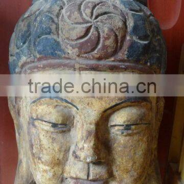 hand carved antique imitation wooden buddha head for home decoration sculpture