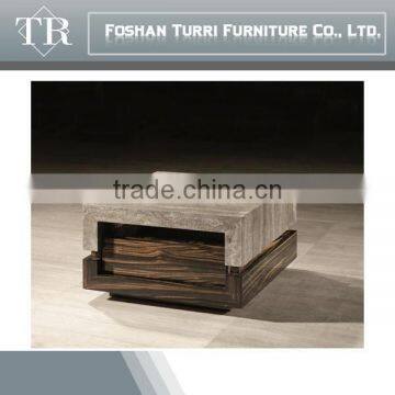Small Square Ebony Veneer White Marble Top Coffee Table photo-3