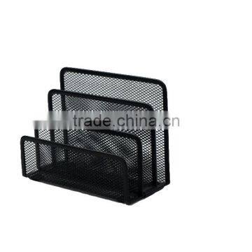 3 Divided Metal Mesh Desktop Paper And Letter Holder photo-2