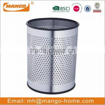 Embossed Diamond Pattern Open Top Stainless Steel Garbage Can photo-3