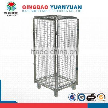 Foldable Security Roll Trolley Logistics Pallet Security Demountable Roll Pallet Metal Cage Wire Container photo-2