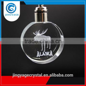 3D Laser Engraved Animal Round Crystal Key chains Souvenir Gifts