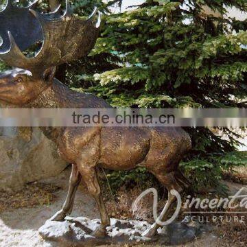 Art Garden Decor Life Size Bronze Casting Bull Moose Statue for Large Garden Decoration photo-3