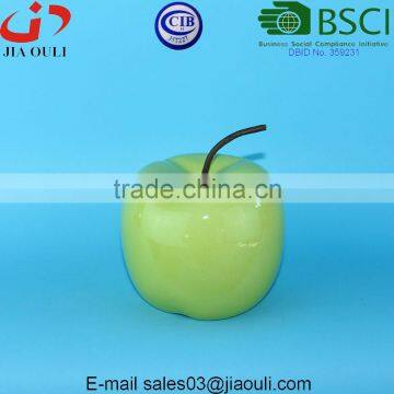 BSCI Audit Factory popular home decor Ceramic Apple Figurine, Ceramic Green Apple Decorative Fruit