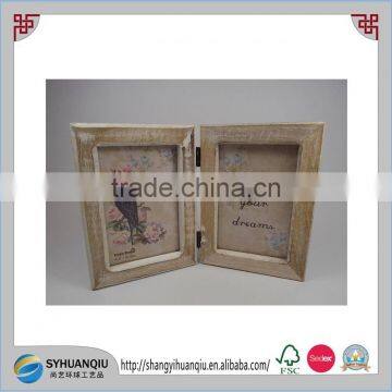 fire color wood double picture frame and table wooden picture frame