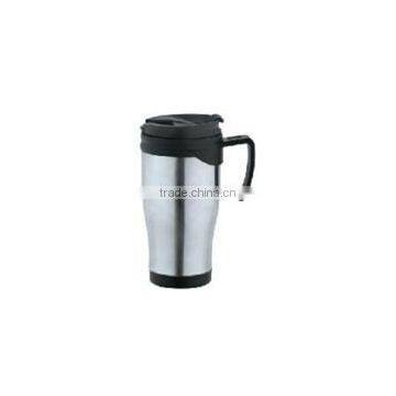 450ml Stainless Steel Inner Plastic Outer Steel Vacuum Cup/auto Mug/Travel Mugs/coffee Cup With Handle and Lid photo-3