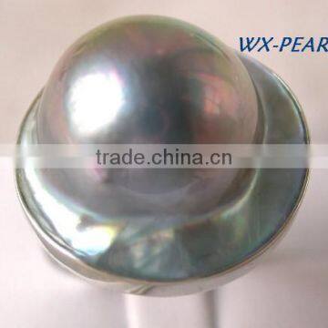 New Design Pearl Ring Gray Seawater Pearl photo-2