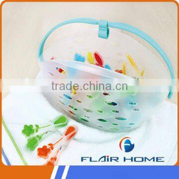 hot selling household plastic basket with clothes peg clips