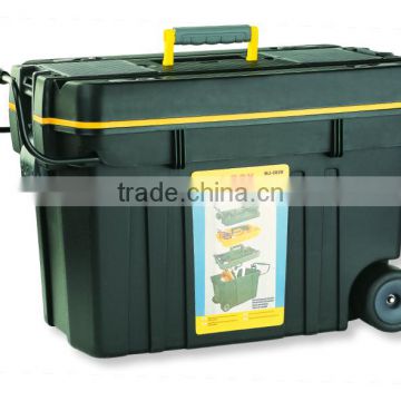 Trolley tool box with wheel and handle to carry heavy tools