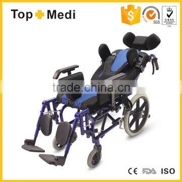 TRW958LBCGPY Reclining Wheel Chair with reclining high back, adjustable headrest