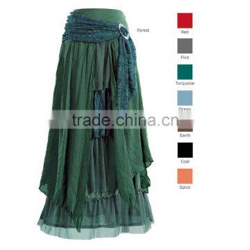 organic linen fabric Skirt, Crochet Tulle Lace Fabric Layered Skirts Wholesale