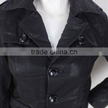 WOmen Leather Duster Coat photo-3