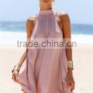 Guangzhou Women Clothes Sleeveless Choker Neck Summer Beach Dress photo-2