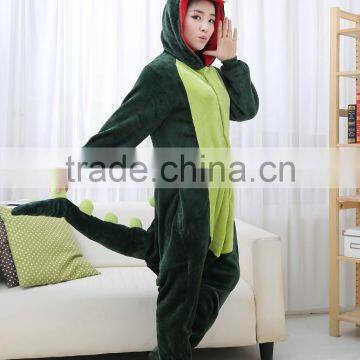 Flannel Cartoon Adult Animal Jumpsuit Animal Pajamas Jumpsuit Green Dinosaur Design photo-4