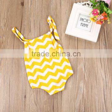 Wholesale Boutique Kids Clothing baby clothes 2017 hot sale cheap Bodysuit Clothing yellow stripe Cotton baby romper