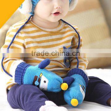 TC13005 Cheap Cute Fashion Winter Warm Baby Mitten Knitted Animal Pattern Kids Gloves With String photo-2