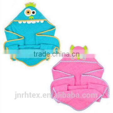 Eco-friendly Embroidery Designs Ring Spun Cotton Velour Wholesale Hooded Baby Towel for Bathroom